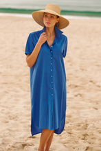Load image into Gallery viewer, The Annie Short Sleeve Shirt Dress - Bright Blue