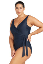 Load image into Gallery viewer, hues hayes d/dd underwire one piece navy