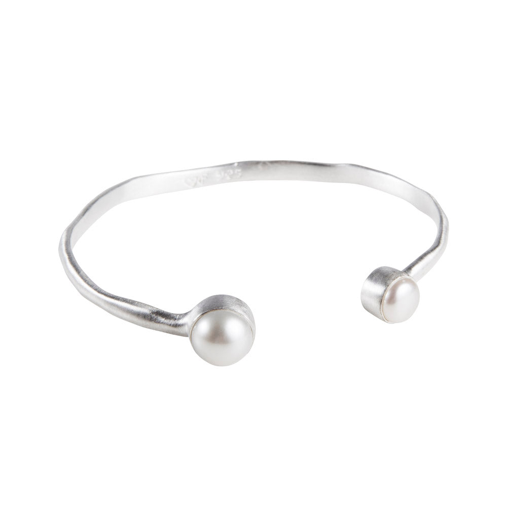 Double Pearl Cuff - Silver