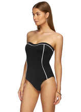 Load image into Gallery viewer, womens swimwear store, swimwear boutique yamba, yamba swim, swimwear australia, swimwear store, Jets swimwear,  CLASSIQUE BANDEAU ONE PIECE | BLACK/WHITE, Jets swimwear boutique