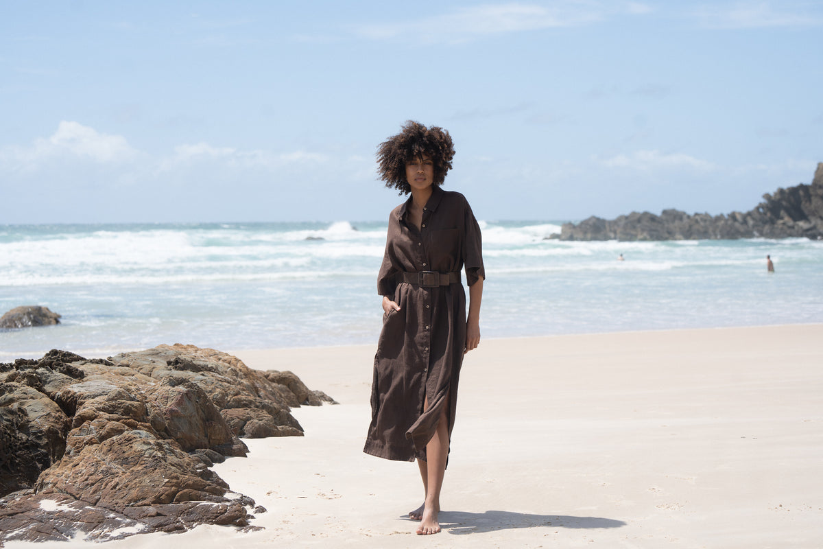 Carly Shirt Dress - Chocolate