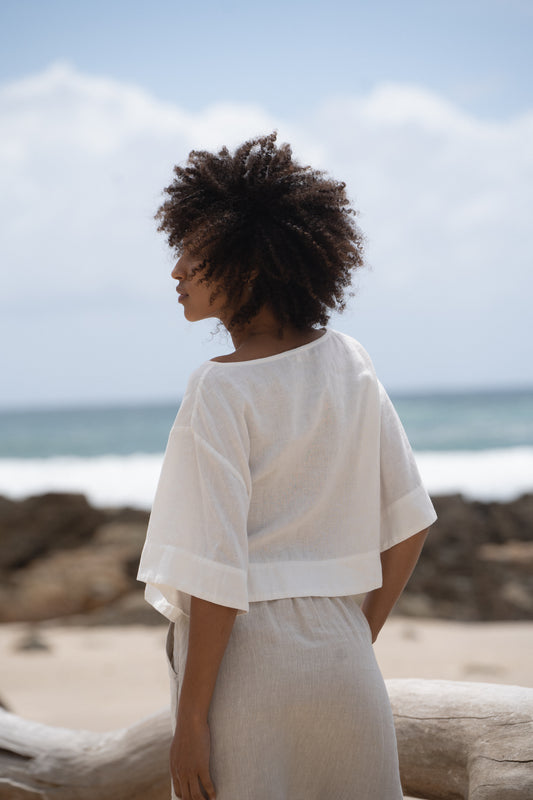 Maya Linen Top - Ivory