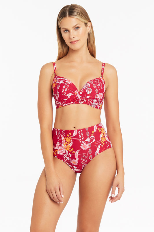 jardin high waist pant - red
