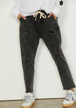 Load image into Gallery viewer, Black Denim Distressed Jean