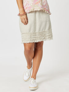 Ruffle Hem Linen Skirt - Natural
