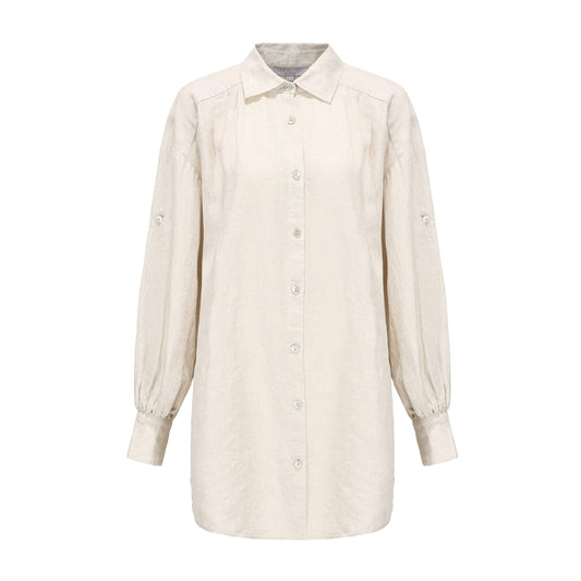 Billie Linen Shirt Dress - Oatmeal