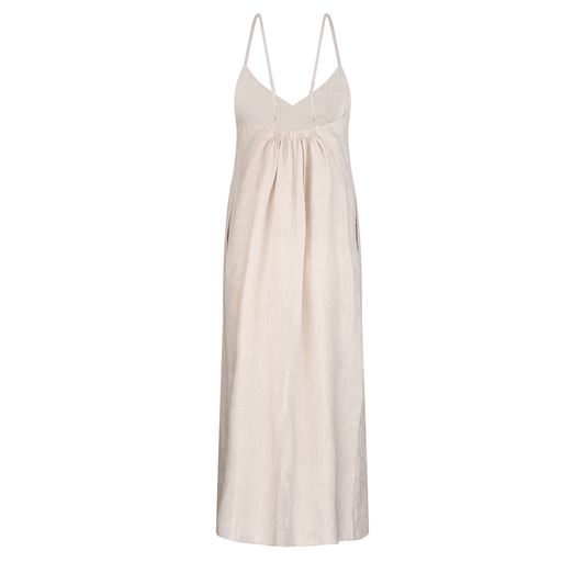 Sophie Linen Slip - Oatmeal