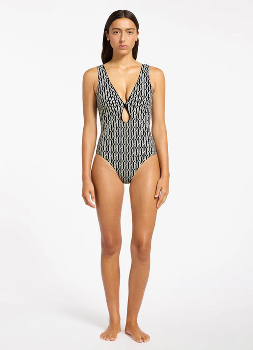 Spring Geo Plunge One Piece