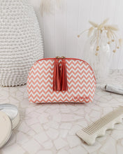 Load image into Gallery viewer, Baby Audrey Makeup Bag Chevron Peach
