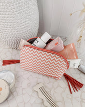 Load image into Gallery viewer, Baby Audrey Makeup Bag Chevron Peach