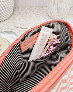 Baby Audrey Makeup Bag Chevron Peach