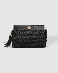 Fern Raffia Clutch Black