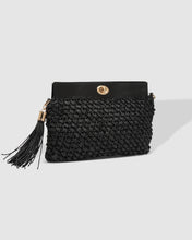 Load image into Gallery viewer, Fern Raffia Clutch Black