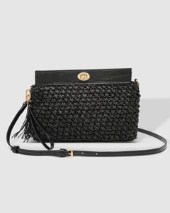 Fern Raffia Clutch Black