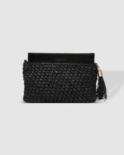 Load image into Gallery viewer, Fern Raffia Clutch Black