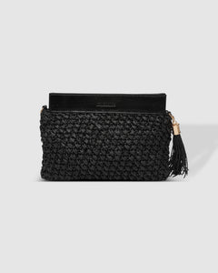 Fern Raffia Clutch Black