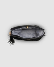 Load image into Gallery viewer, Fern Raffia Clutch Black