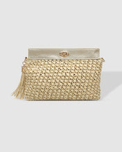 Load image into Gallery viewer, Fern Raffia Clutch Champagne