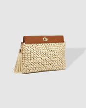 Load image into Gallery viewer, Fern Raffia Clutch Tan