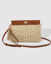 Load image into Gallery viewer, Fern Raffia Clutch Tan