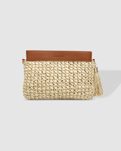 Load image into Gallery viewer, Fern Raffia Clutch Tan
