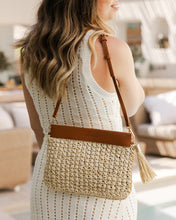 Load image into Gallery viewer, Fern Raffia Clutch Tan