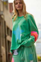 Load image into Gallery viewer, Vintage Wash Green Sweat With Aqua Star