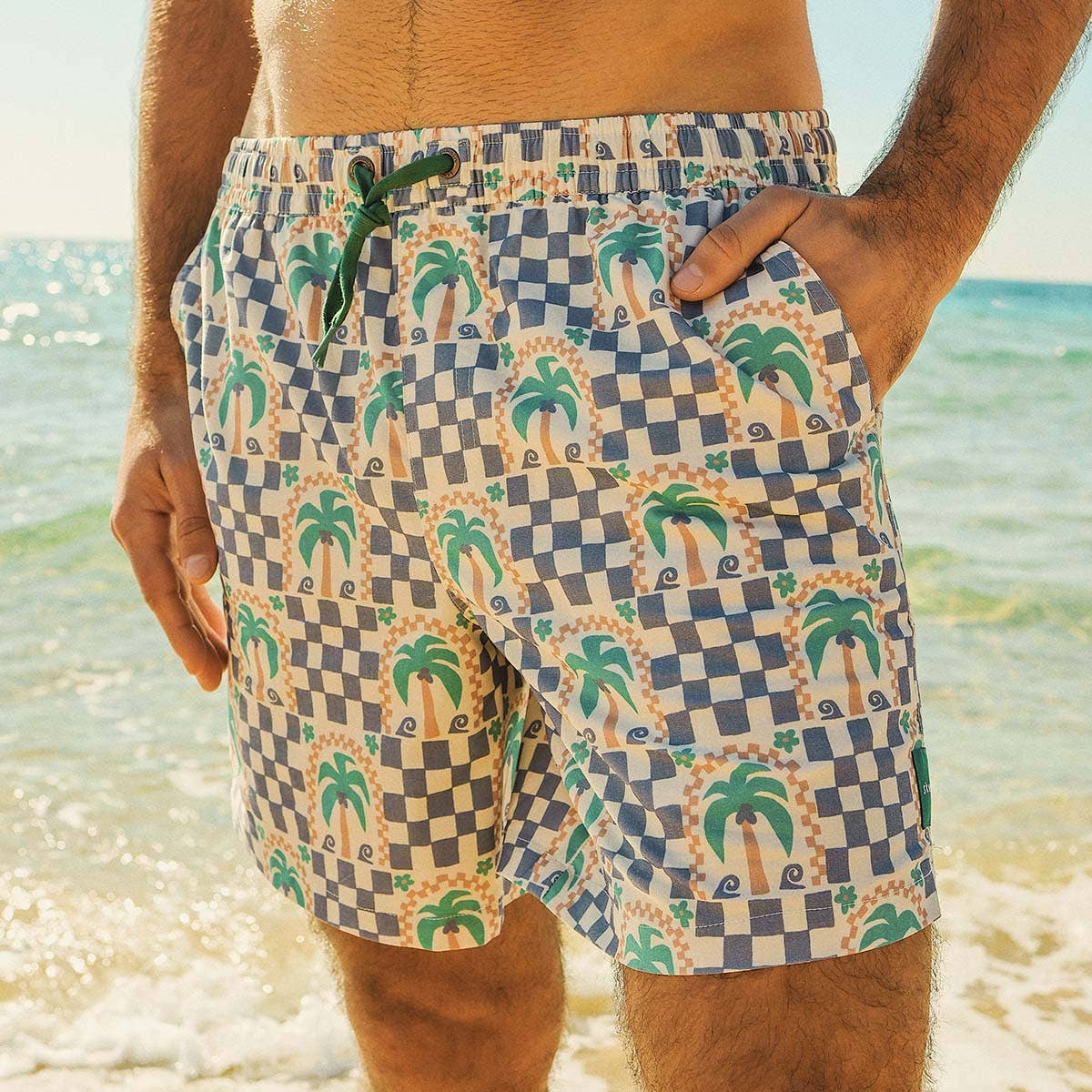 Palm Check Party Everyday Shorts in White