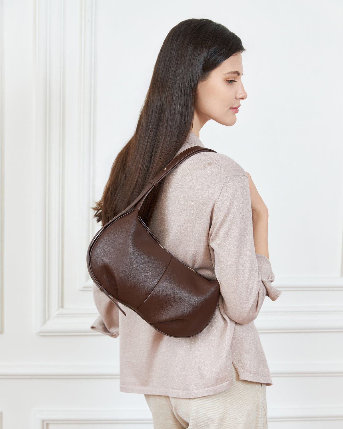 Olivia Shoulder Bag - Chocolate - Chocolate