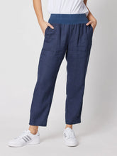 Load image into Gallery viewer, Ribbed Waist Linen Pant - Marine