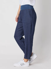 Load image into Gallery viewer, Ribbed Waist Linen Pant - Marine