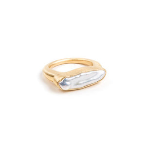 Pearl Bar Ring Gold