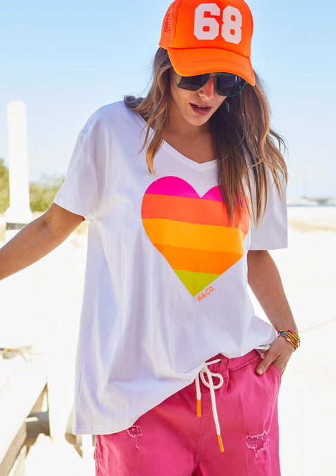 Vintage Wash Heart V Neck Tee