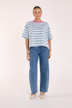 Load image into Gallery viewer, Carter Boxy Tee - Blue Green Stripe