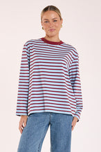 Load image into Gallery viewer, Carter Long Sleeve Tee - Wine Blue Stripe
