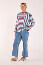 Load image into Gallery viewer, Carter Long Sleeve Tee - Wine Blue Stripe