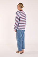 Load image into Gallery viewer, Carter Long Sleeve Tee - Wine Blue Stripe