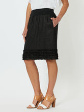 Load image into Gallery viewer, Mimi Ruffle Hem Linen Skirt Black