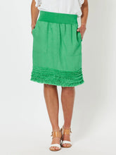 Load image into Gallery viewer, Mimi Ruffle Hem Linen Skirt Emerald