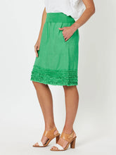 Load image into Gallery viewer, Mimi Ruffle Hem Linen Skirt Emerald