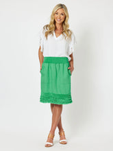 Load image into Gallery viewer, Mimi Ruffle Hem Linen Skirt Emerald