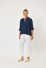 Load image into Gallery viewer, Ruffle Hem Shirt Navy