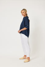 Load image into Gallery viewer, Ruffle Hem Shirt Navy