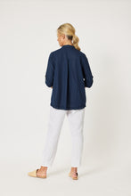 Load image into Gallery viewer, Ruffle Hem Shirt Navy
