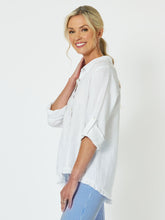 Load image into Gallery viewer, Ruffle Hem Linen Shirt - White