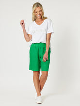 Load image into Gallery viewer, Jersey Waist Linen Short | Emerald