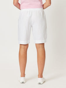 Jersey Waist Linen Short | White