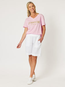 Jersey Waist Linen Short | White