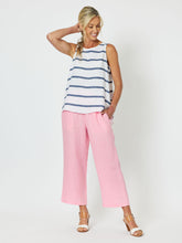 Load image into Gallery viewer, Stripe Back Button Tank Indigo
