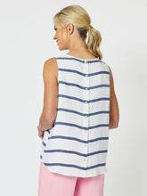 Load image into Gallery viewer, Stripe Back Button Tank Indigo